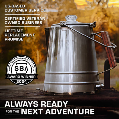 Scoutmaster Coffee Percolator Camping - Campfire Coffee Pot - Camping Coffee Pot— the Ultimate Camping Coffee Maker [24 Cup]